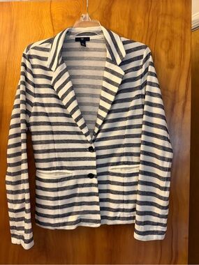 Gap Knit Striped Navy and White Blazer - Women’s